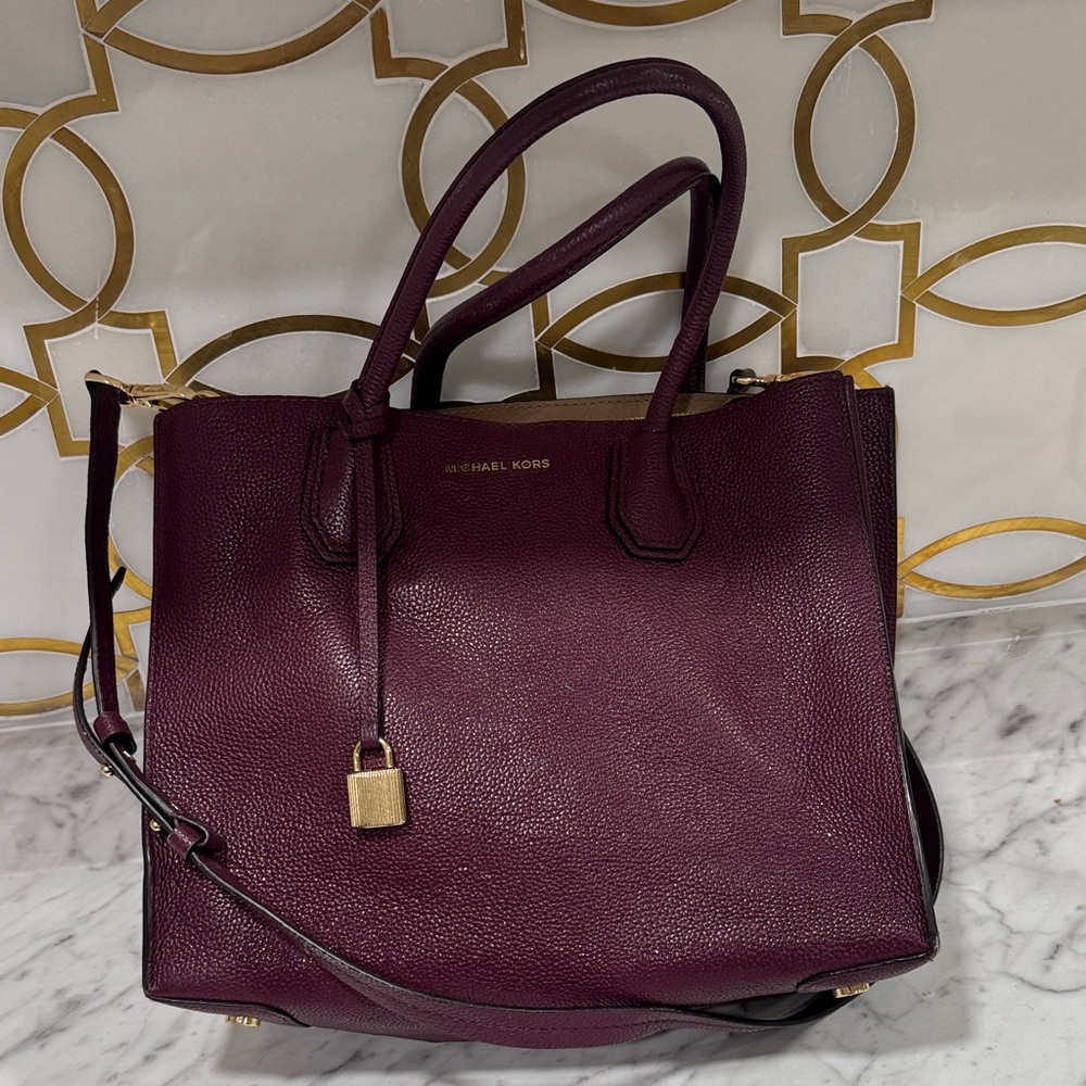 Michael Kors Burgundy Leather Tote Bag